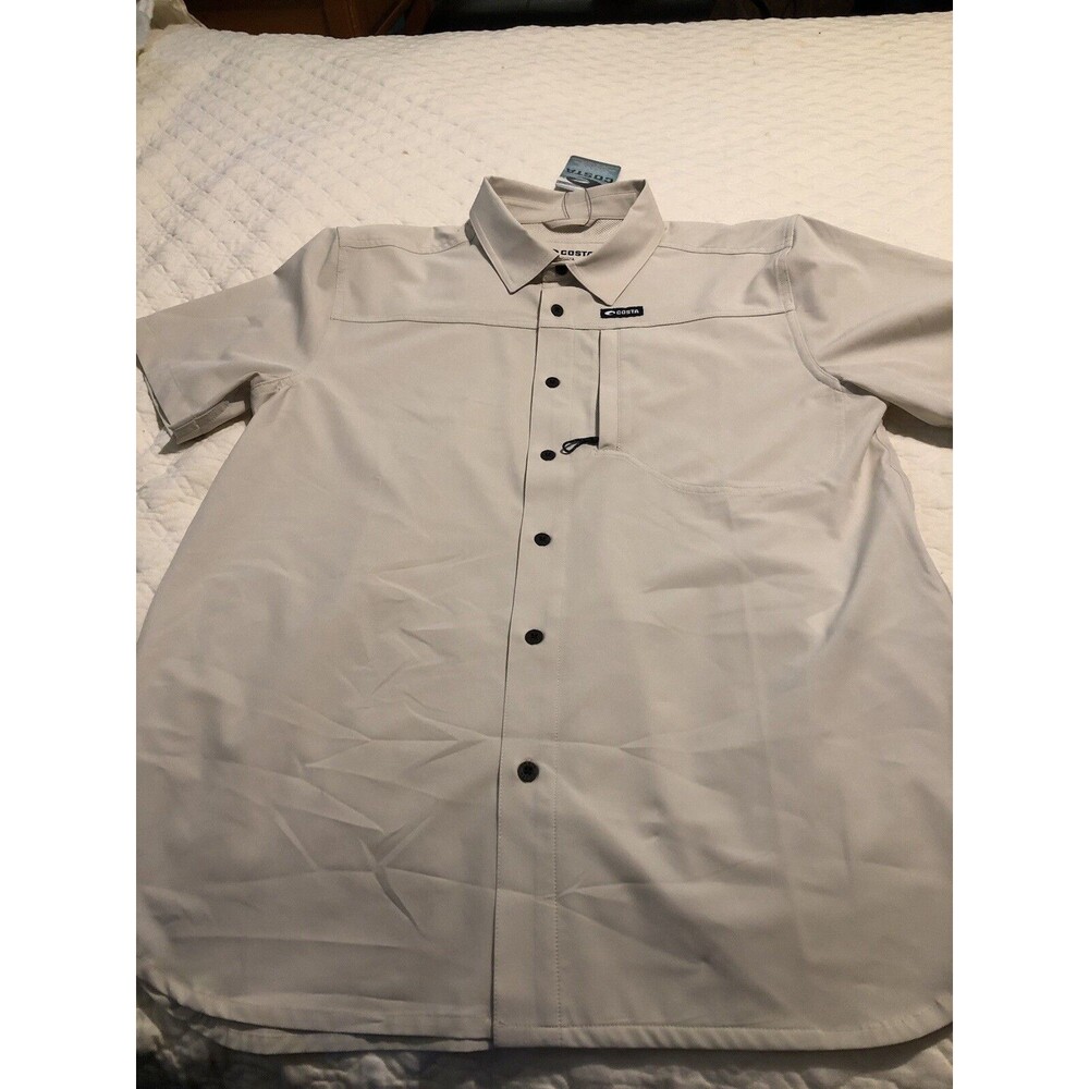 COSTA Men's Size Small Heather Gray Short Sleeve Button Down NWT